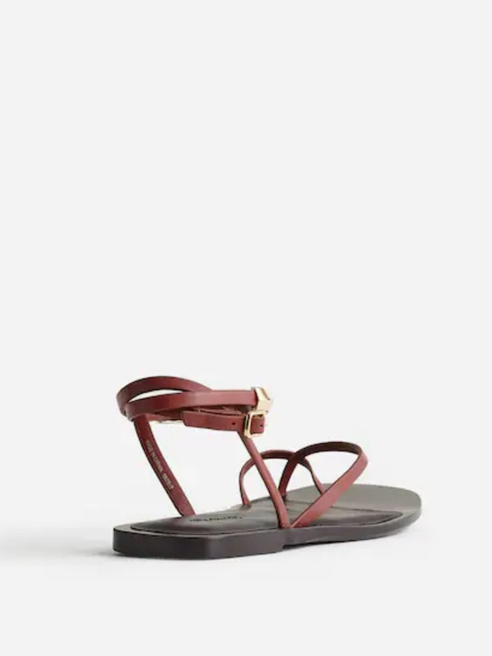Madewell Burgundy Leather Strappy Sandals with Gold Buckle - Picture 3 of 7